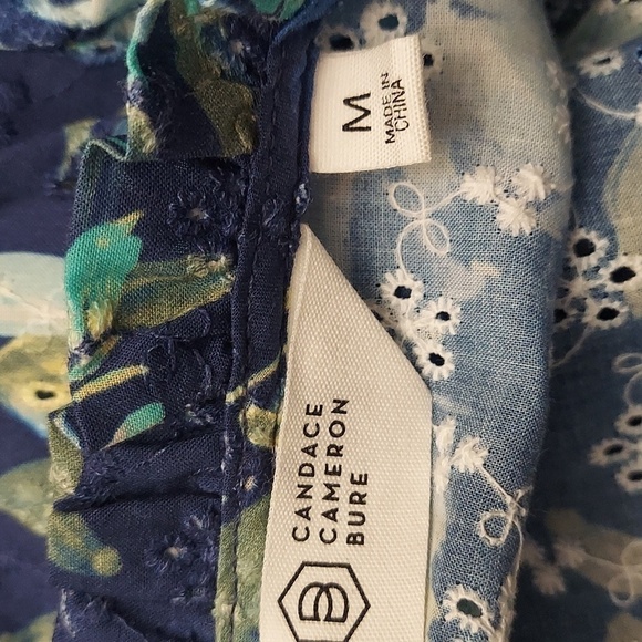 CANDACE CAMERON BURE Blue Printed Eyelet Top with Ruffle Detail - Picture 10 of 11